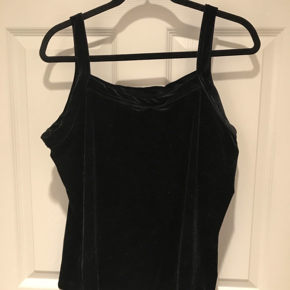 Vintage black velvet Ashley Stewart tank top size 18/20 - Picture 3 of 5